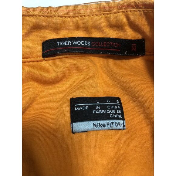 Tiger Woods Collection Nike Fit Dry Men Golf Polo Shirt Textured Orange Large L - Picture 6 of 8